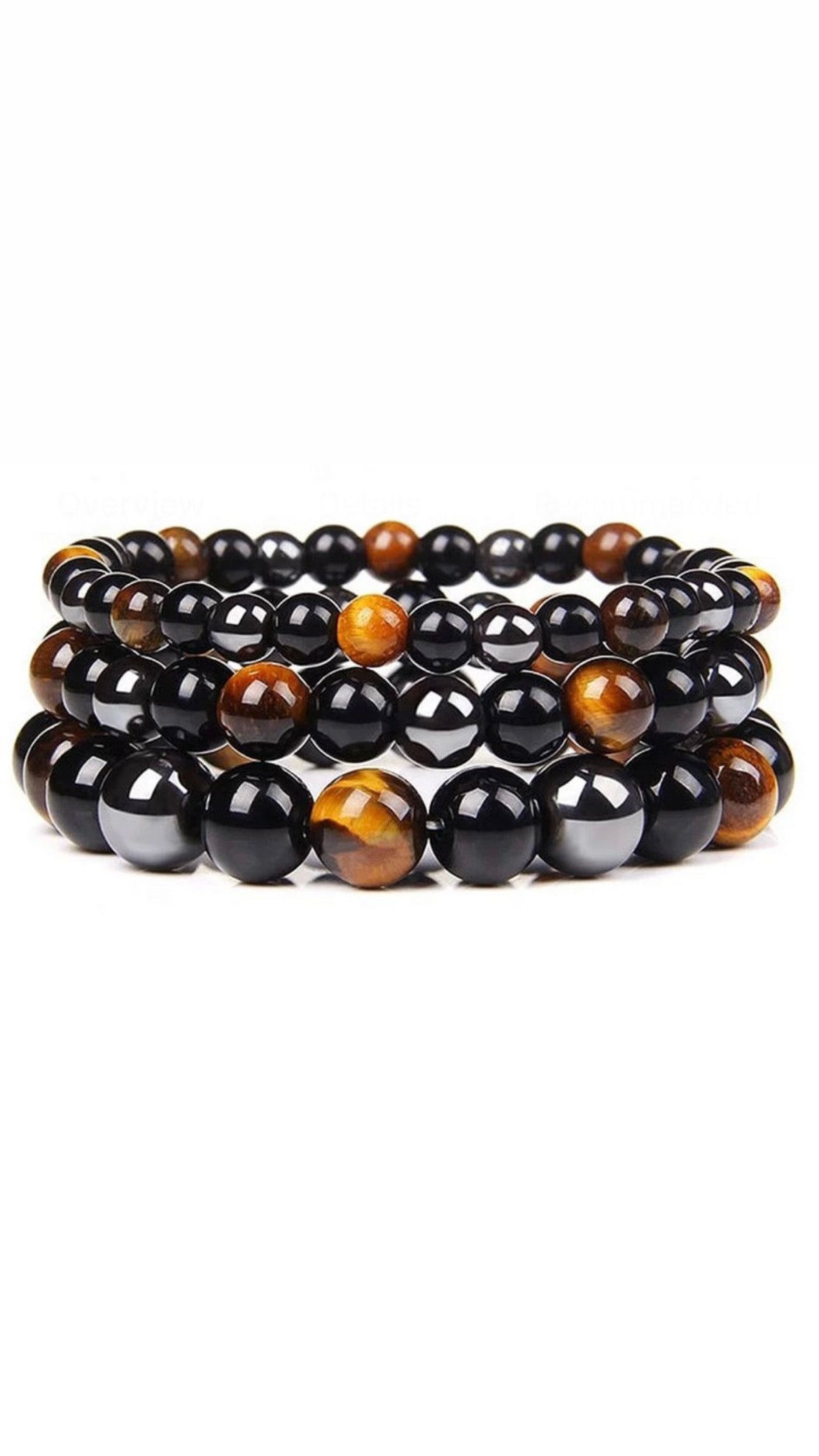 Black Obsidian Tiger Bracelets set of 3